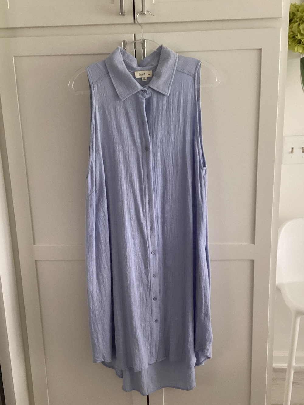 love J Light Blue Sleeveless Button Front Tunic